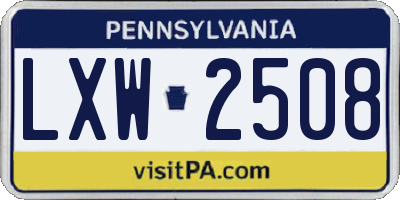PA license plate LXW2508