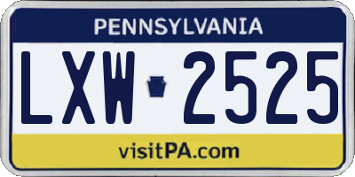 PA license plate LXW2525
