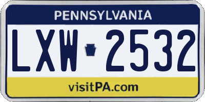 PA license plate LXW2532