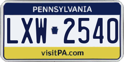 PA license plate LXW2540