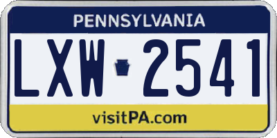 PA license plate LXW2541