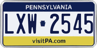 PA license plate LXW2545