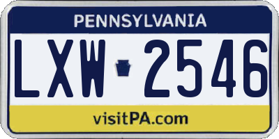 PA license plate LXW2546