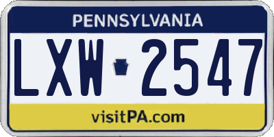 PA license plate LXW2547