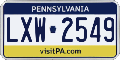 PA license plate LXW2549