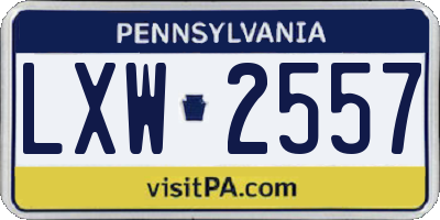 PA license plate LXW2557