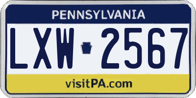 PA license plate LXW2567