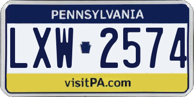 PA license plate LXW2574