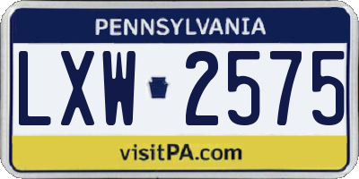 PA license plate LXW2575