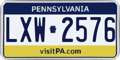 PA license plate LXW2576