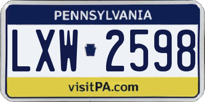 PA license plate LXW2598