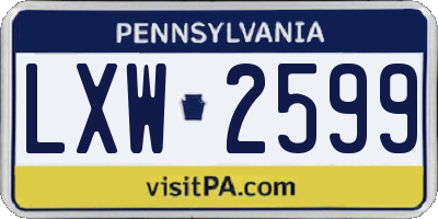 PA license plate LXW2599