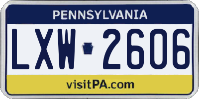 PA license plate LXW2606