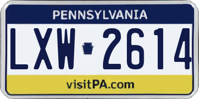 PA license plate LXW2614