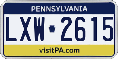 PA license plate LXW2615