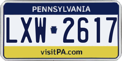 PA license plate LXW2617
