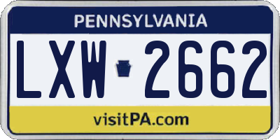 PA license plate LXW2662