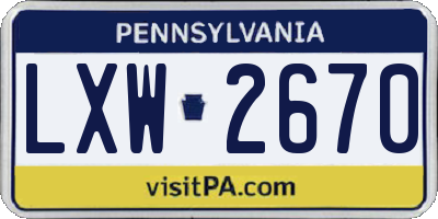 PA license plate LXW2670