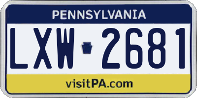 PA license plate LXW2681