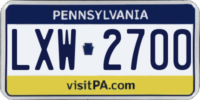 PA license plate LXW2700