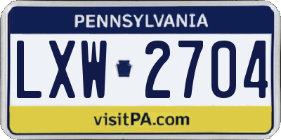 PA license plate LXW2704