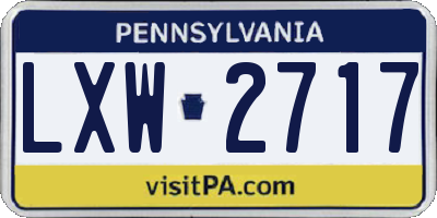 PA license plate LXW2717