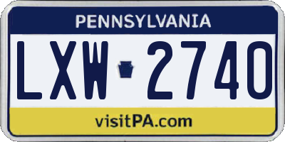 PA license plate LXW2740
