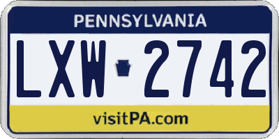 PA license plate LXW2742