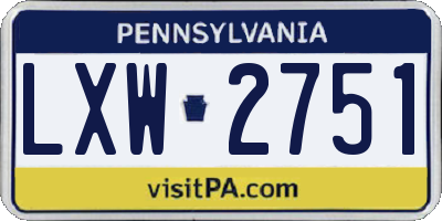 PA license plate LXW2751