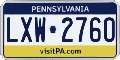 PA license plate LXW2760