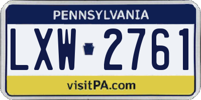PA license plate LXW2761