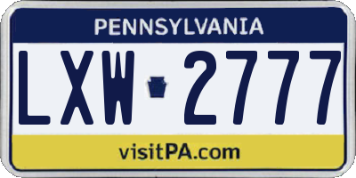 PA license plate LXW2777