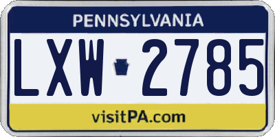PA license plate LXW2785