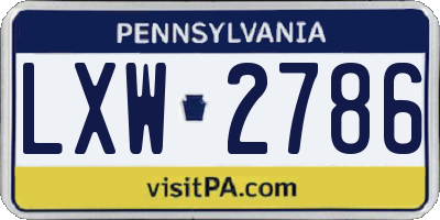PA license plate LXW2786