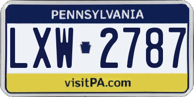 PA license plate LXW2787