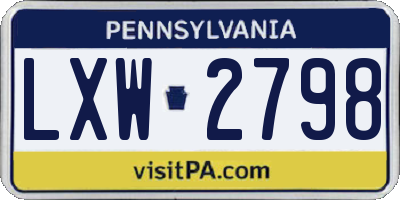 PA license plate LXW2798