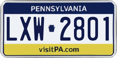 PA license plate LXW2801