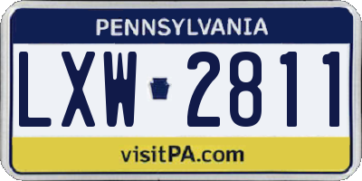 PA license plate LXW2811