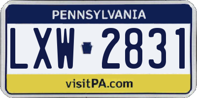 PA license plate LXW2831