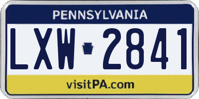 PA license plate LXW2841