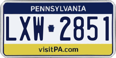 PA license plate LXW2851