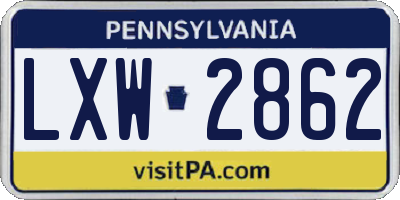 PA license plate LXW2862