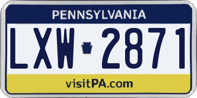 PA license plate LXW2871