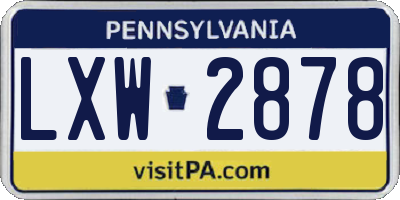 PA license plate LXW2878
