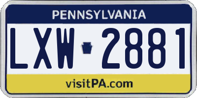 PA license plate LXW2881