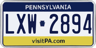 PA license plate LXW2894
