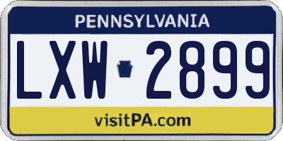 PA license plate LXW2899