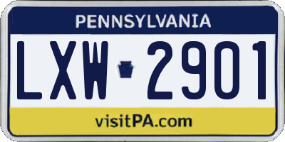 PA license plate LXW2901