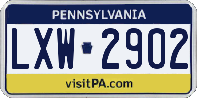 PA license plate LXW2902