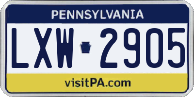 PA license plate LXW2905